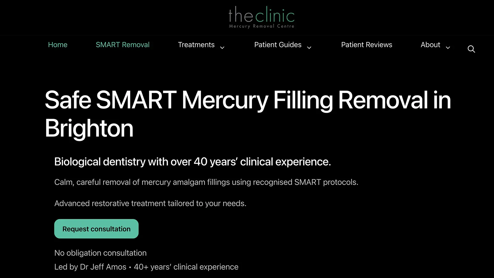 Homepage of The Clinic Mercury Removal Centre website
